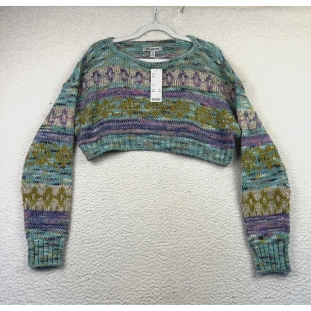 Urban Outfitters Sweater Womens Mediumโ Cropped Fair Isle Pastel Crewneck NWT